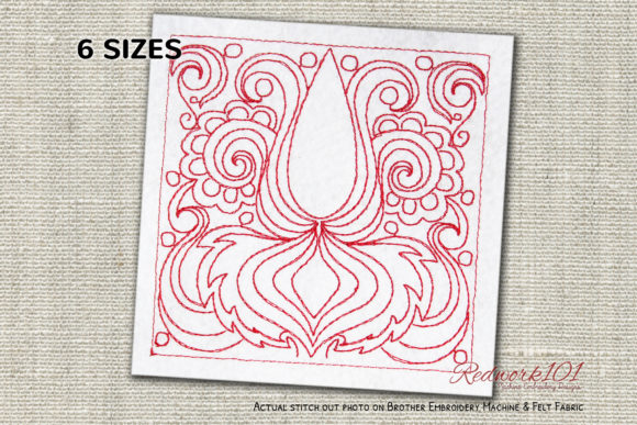 Indian Cultural Pattern Redwork