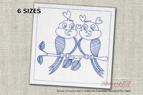 Love Birds Redwork Design