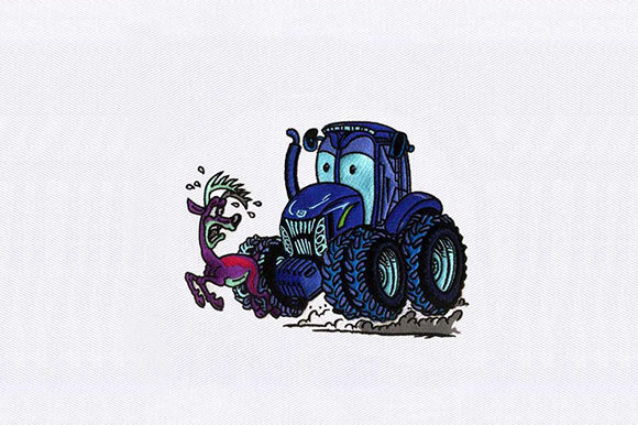 Tractor and Deer Embroidery Design